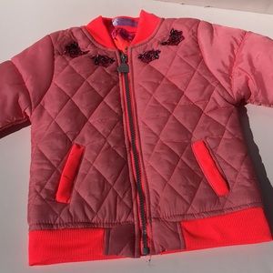 Betsy Johnson Toddler Pink Quilted Rose Appliqué Coat